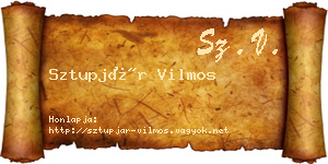 Sztupjár Vilmos névjegykártya